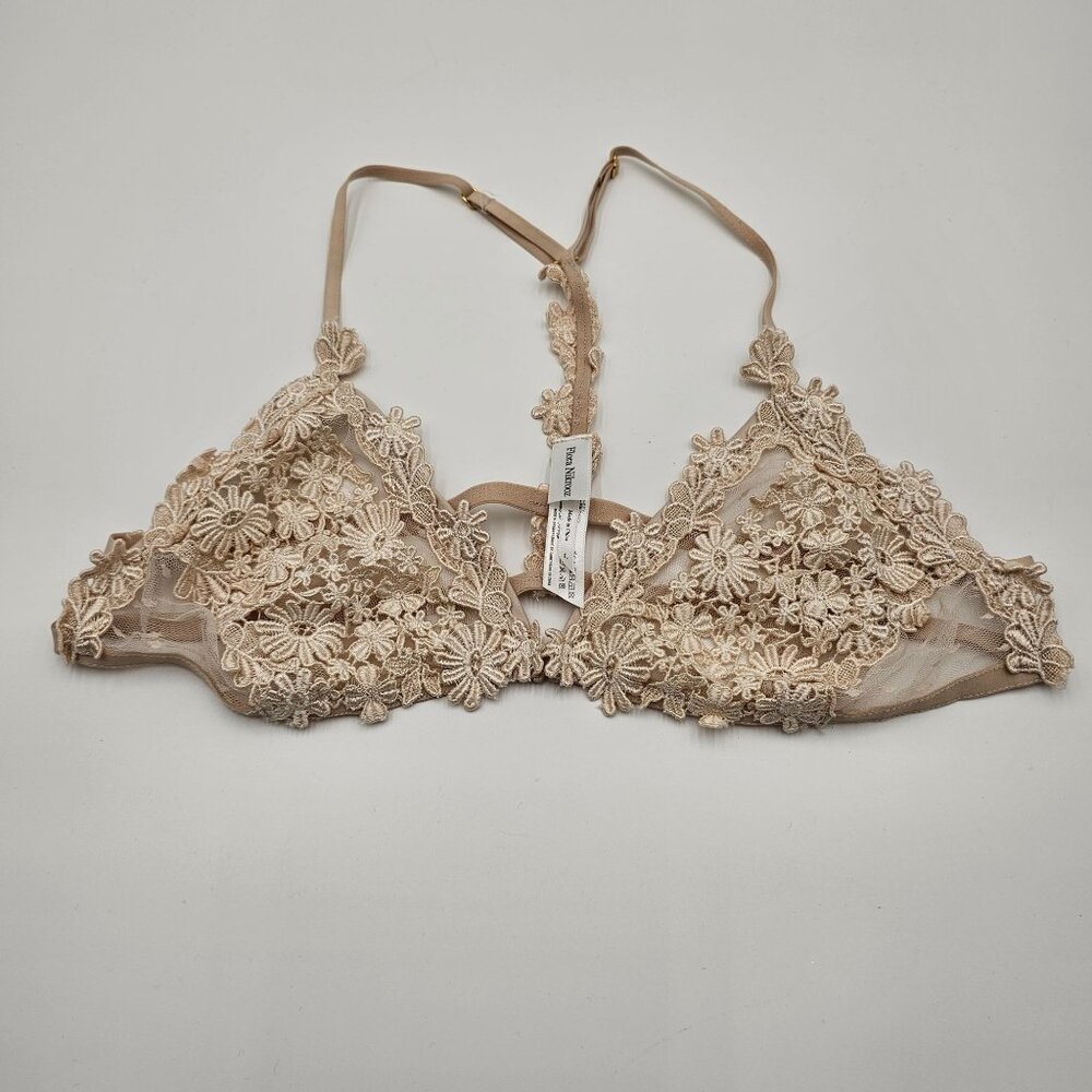 Flora Nikrooz Womens Beige Showstopper Floral Bralette L Fairy Whimsy Coquette